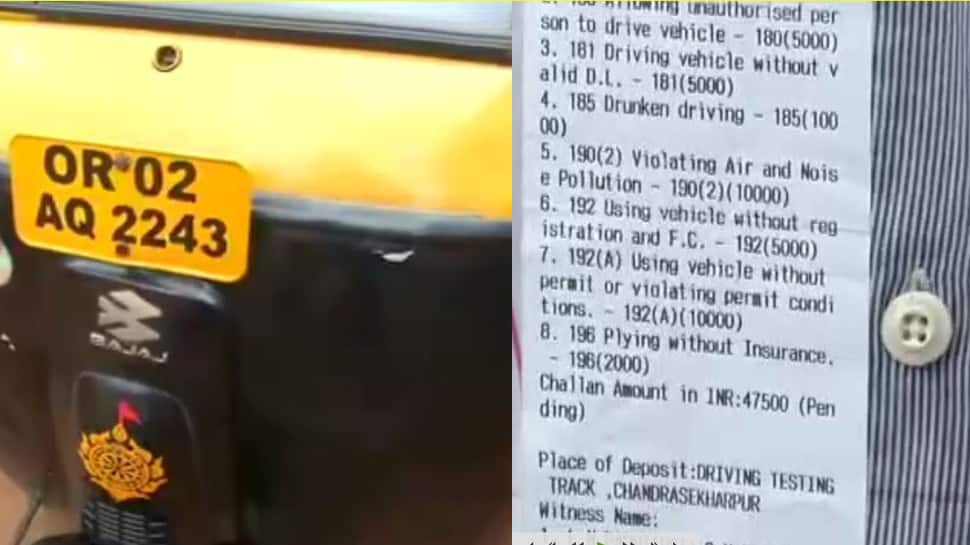 Bhubaneswar auto driver fined Rs 47,500 for drunk driving, violating various traffic rules