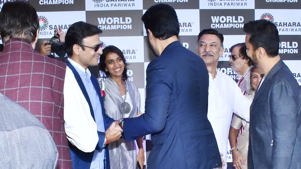 Why Vivek Oberoi-Abhishek Bachchan&#039;s warm hug at PV Sindhu&#039;s felicitation ceremony calls for attention—Photos