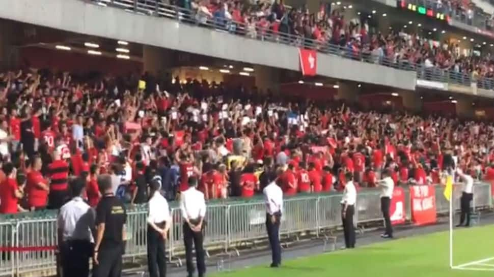 Football fans boo Chinese national anthem during Hong Kong vs Iran World Cup qualifier