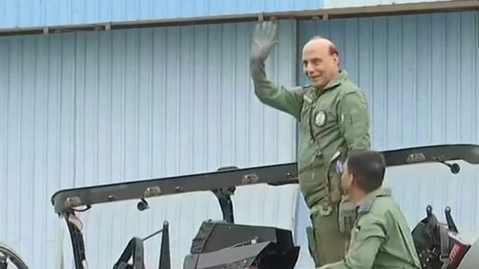 Defence Minister Rajnath Singh flies in Light Combat Aircraft Tejas - Watch