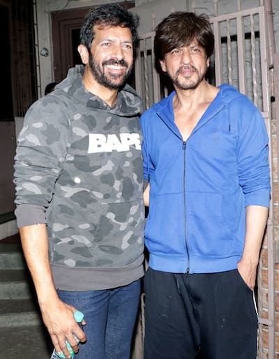 Kabir Khan with Shah Rukh Khan at a dubbing studio