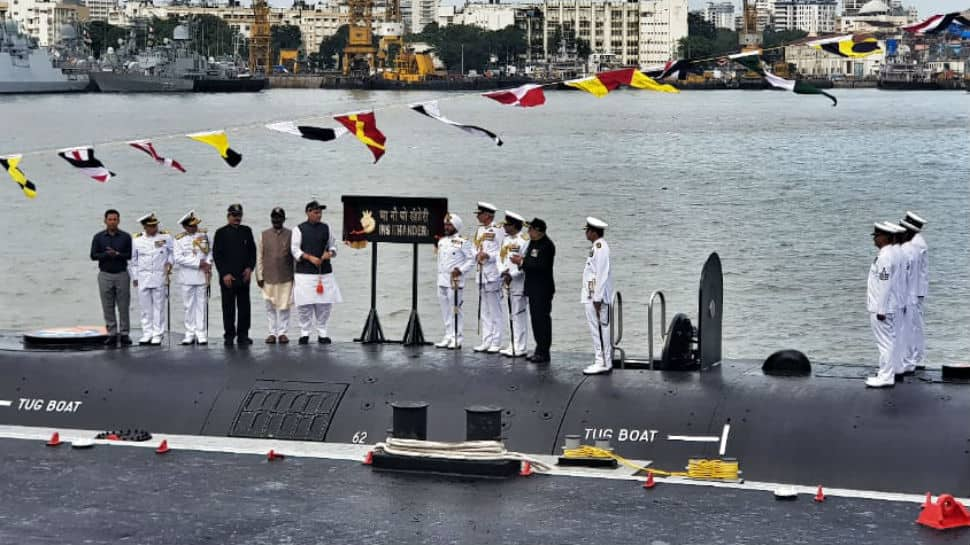 Rajnath Singh commissions second Scorpene-class submarine INS Khanderi in Mumbai