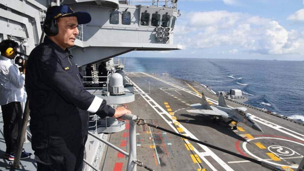 Defence Minister Rajnath Singh shares video of him singing INS Vikramaditya anthem