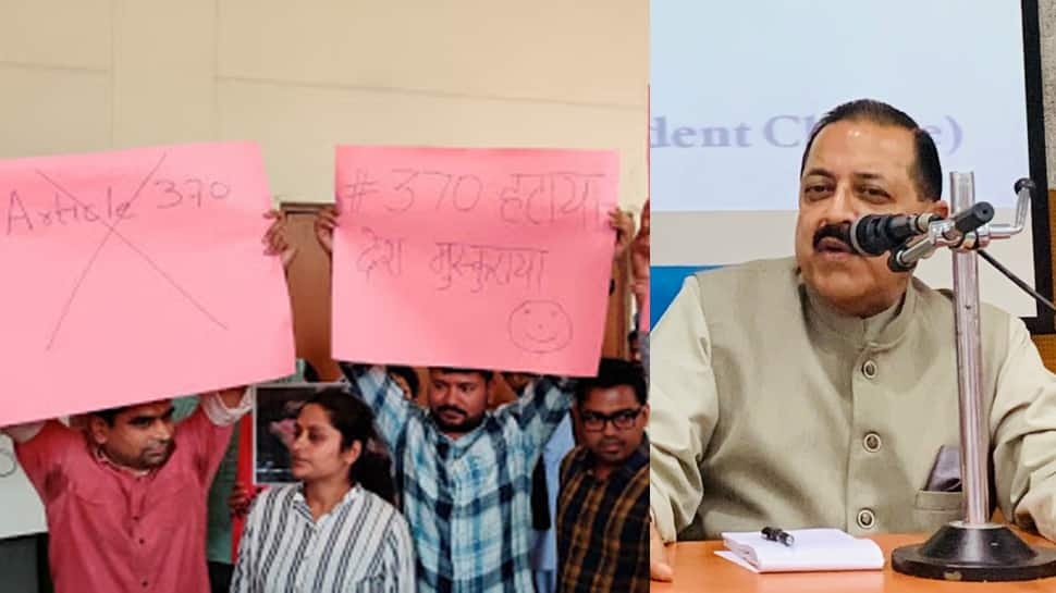 Scuffle breaks out between students in JNU during Union Minister Jitendra Singh&#039;s seminar on Article 370