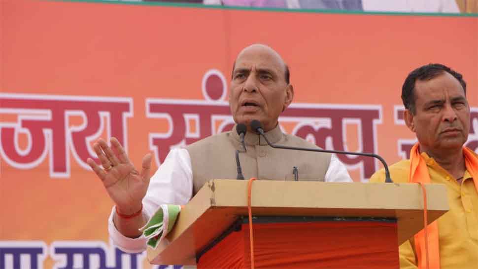 Congress statements strengthen Pakistan: Rajnath Singh on Rafale Shastra pooja row