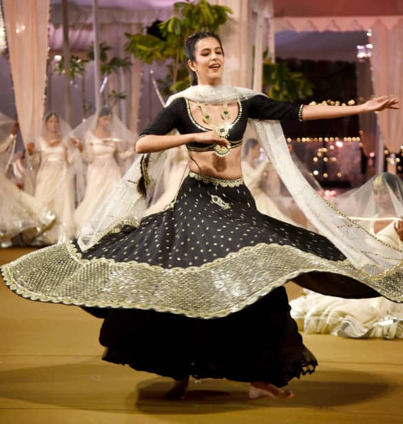 A model dances during fashion show