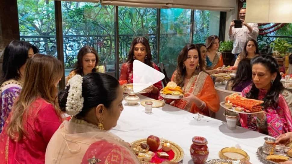 Shilpa Shetty, Raveena Tandon and others celebrate Karwa Chauth at Sunita Kapoor&#039;s residence—Watch