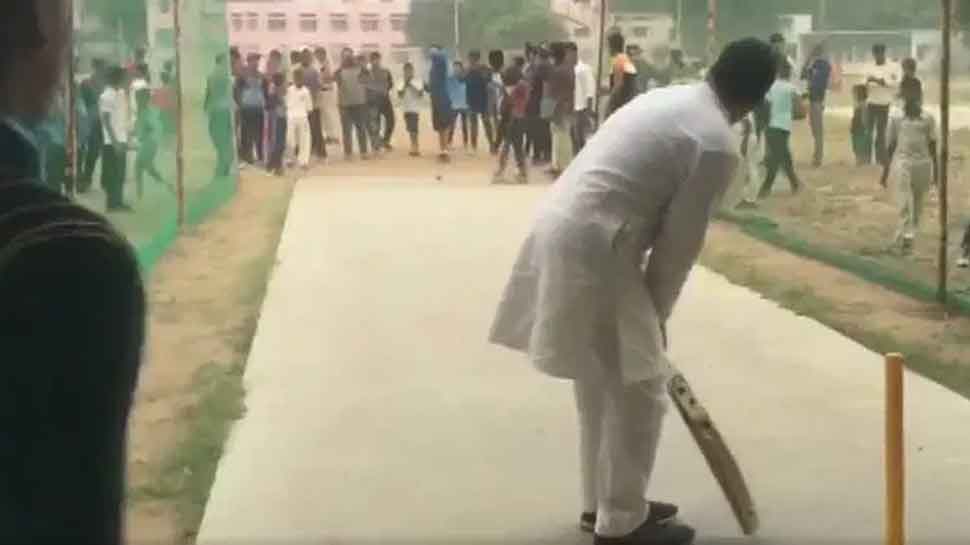 Watch: Rahul Gandhi plays cricket with Haryana students after chopper makes emergency landing