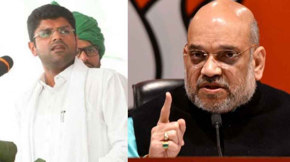 Amit Shah meets &#039;kingmaker&#039; Dushyant Chautala as BJP looks for support to form govt in Haryana 