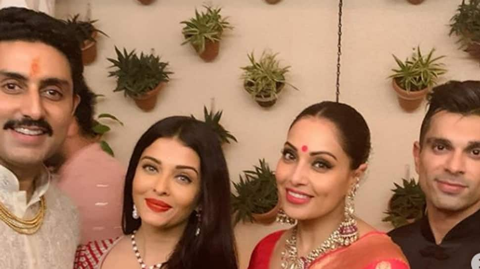 Aishwarya Rai-Bipasha Basu twin in red at Bachchans&#039; Diwali party—Photos