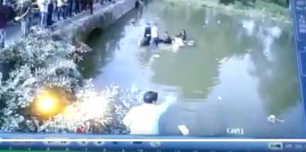 Watch: Car carrying 5 people loses balance in bid to avoid accident, falls into river in Madhya Pradesh&#039;s Orcha