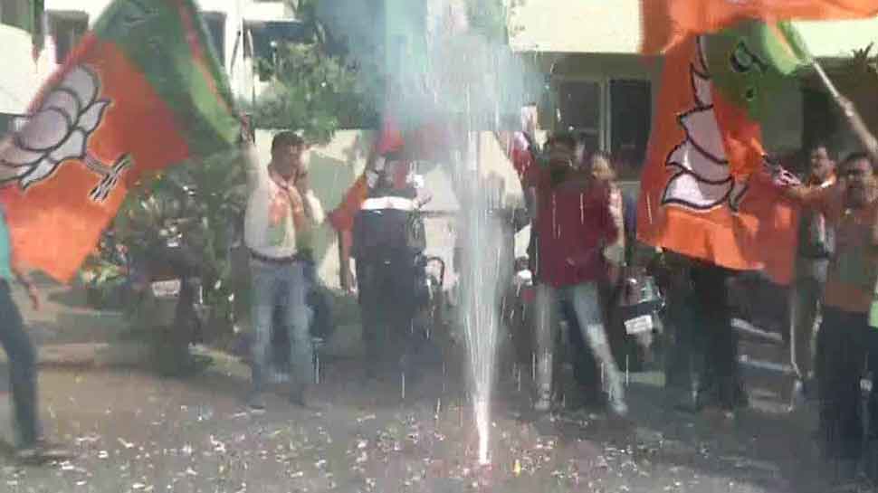 Celebrations in Maharashtra, BJP leaders congratulate Devendra Fadnavis; NCP, Shiv Sena in shock