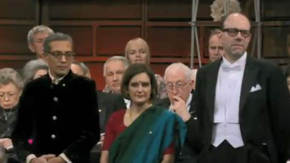 Dressed in dhoti and sari, Abhijit Banerjee, Esther Duflo receive Nobel Prize in Economics