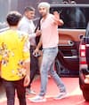 Ranbir Kapoor waves at the shutterbugs