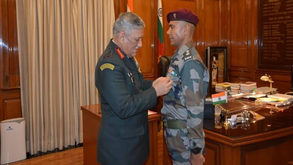 Swaroop Singh Kuntal awarded Chief of Army Staff Commendation Card by Army Chief General Bipin Rawat