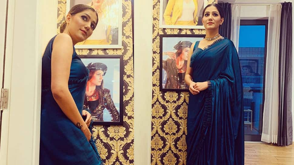 Sapna Choudhary poses in a frill saree, shows off her desi queen swag