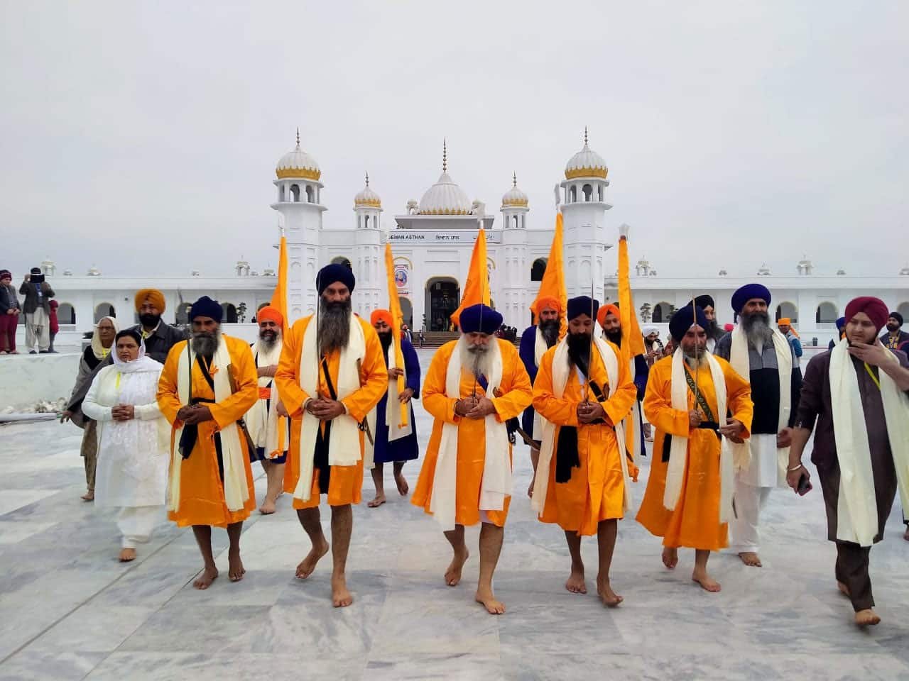 Sikh devotees gather together