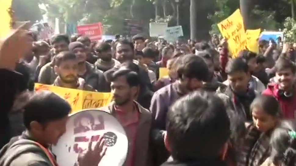 JNU students protest against January 5 violence, demand removal of VC Jagadesh Kumar