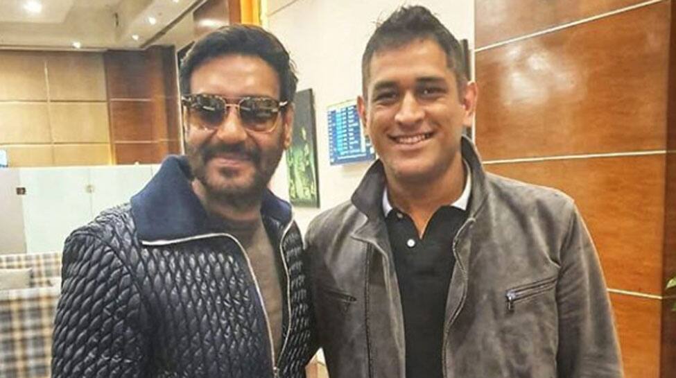 Ajay Devgn&#039;s picture with Mahendra Singh Dhoni calls for a freeze frame!