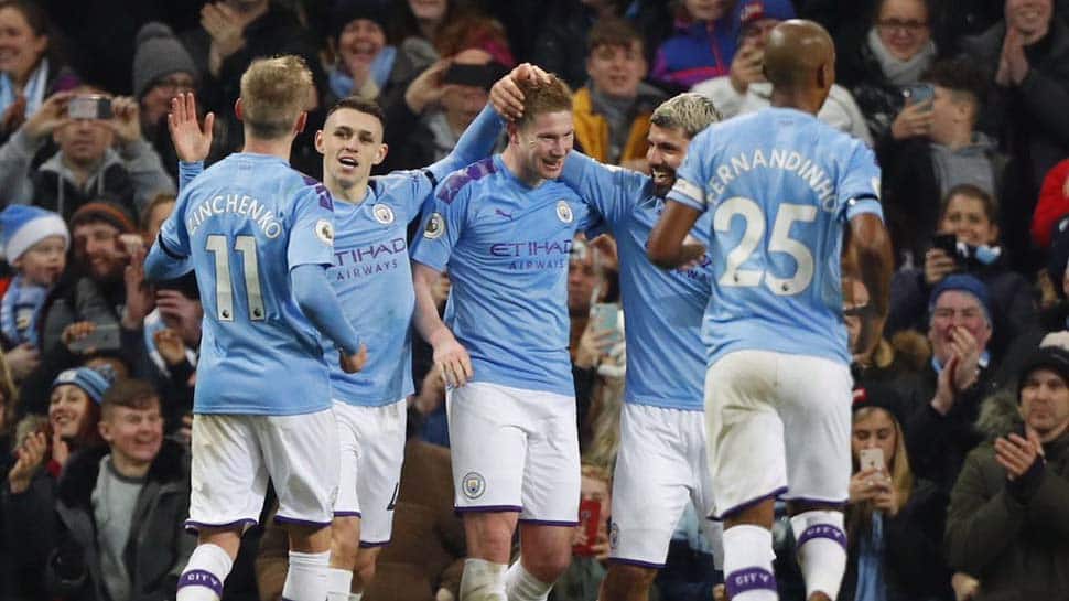 EPL: Sergio Aguero&#039;s record-breaking hat-trick helps Manchester City thrash Aston Villa 