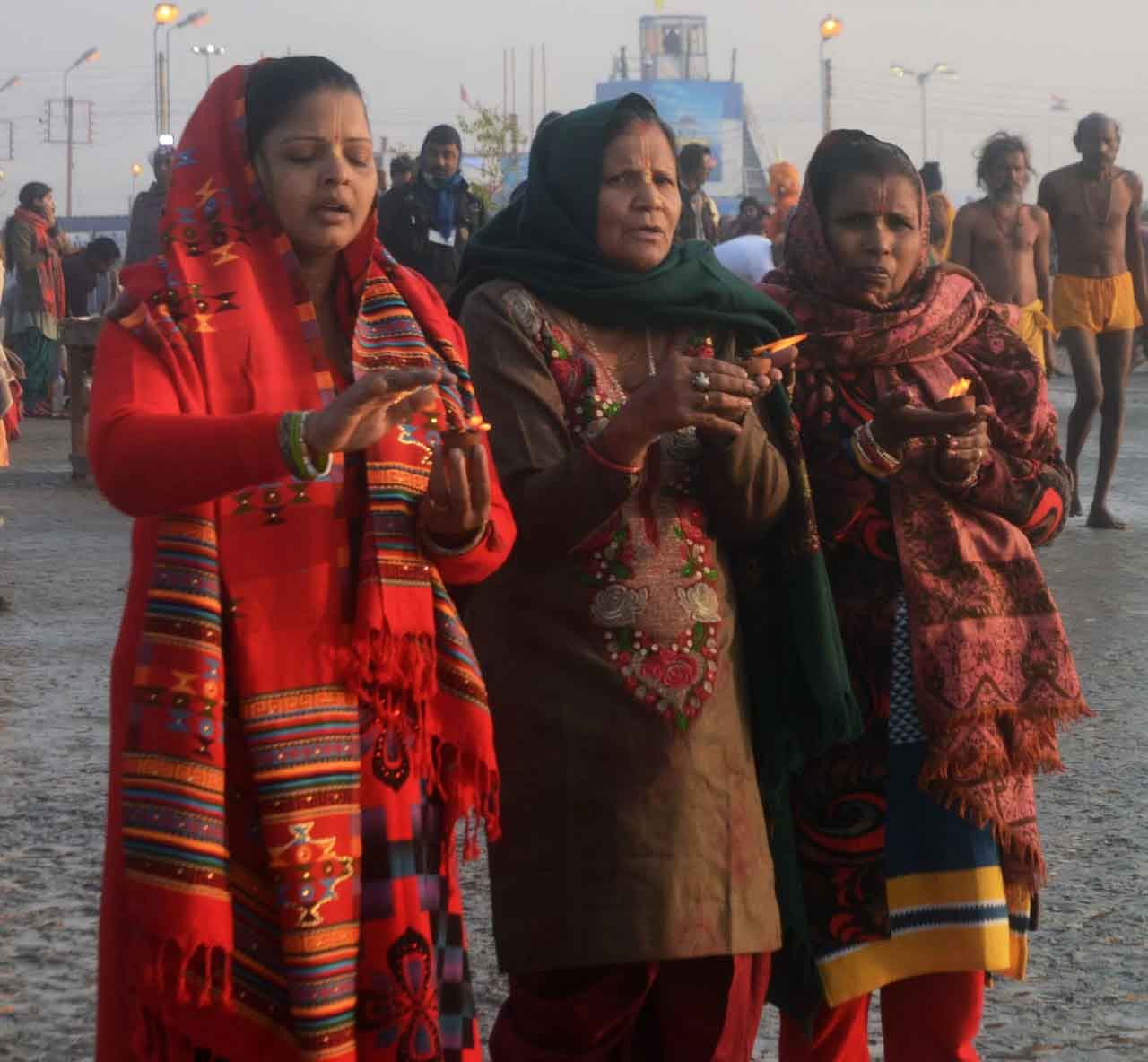 Devotees offering prayer to God