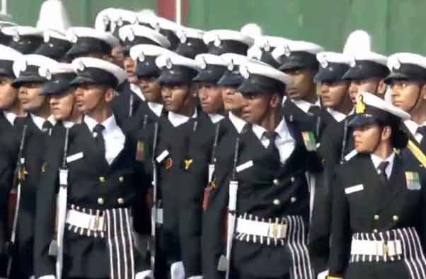 Indian Navy troop marching through Rajpath 