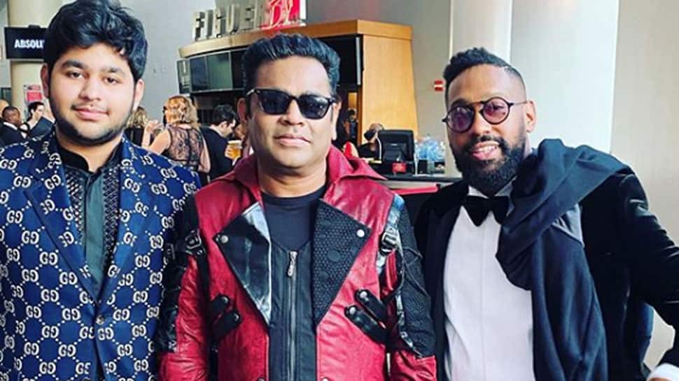 AR Rahman poses with Maroon 5&#039;s PJ Morton at Grammys 2020