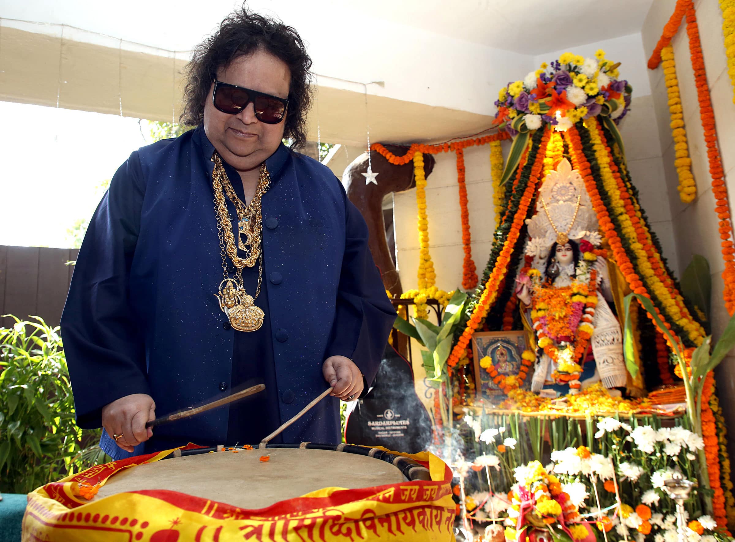 Bappi Lahiri celebrates Saraswati Puja