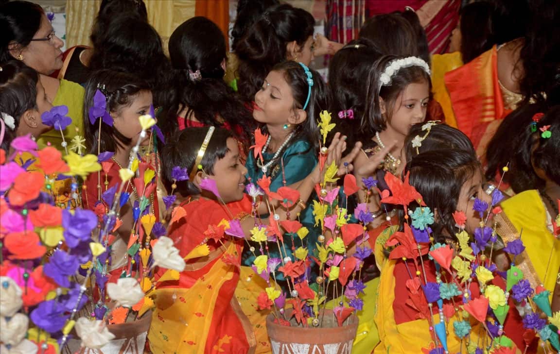 Saraswati Puja celebrations at a school in Kolkata
