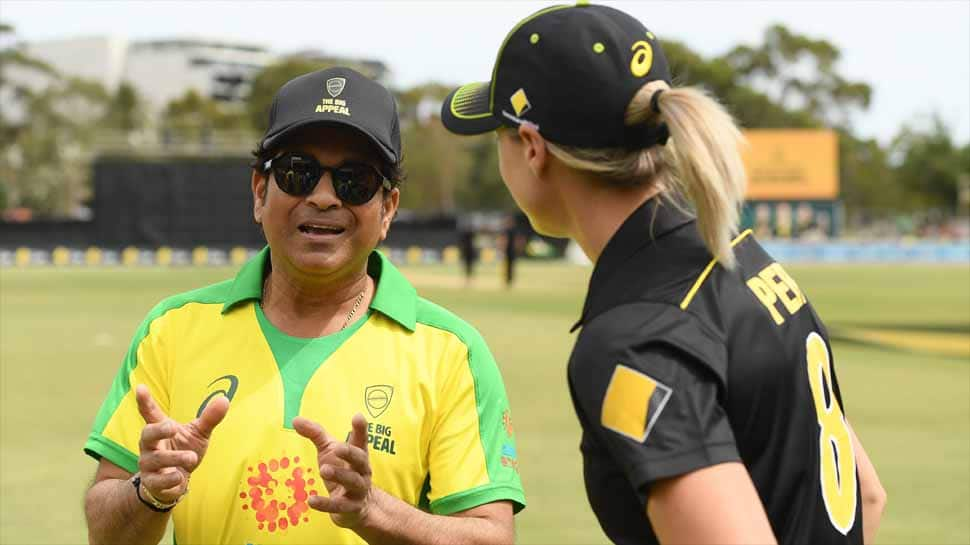 Bushfire bash: Tendulkar comes out of retirement for one over, faces Australia&#039;s Ellyse Perry