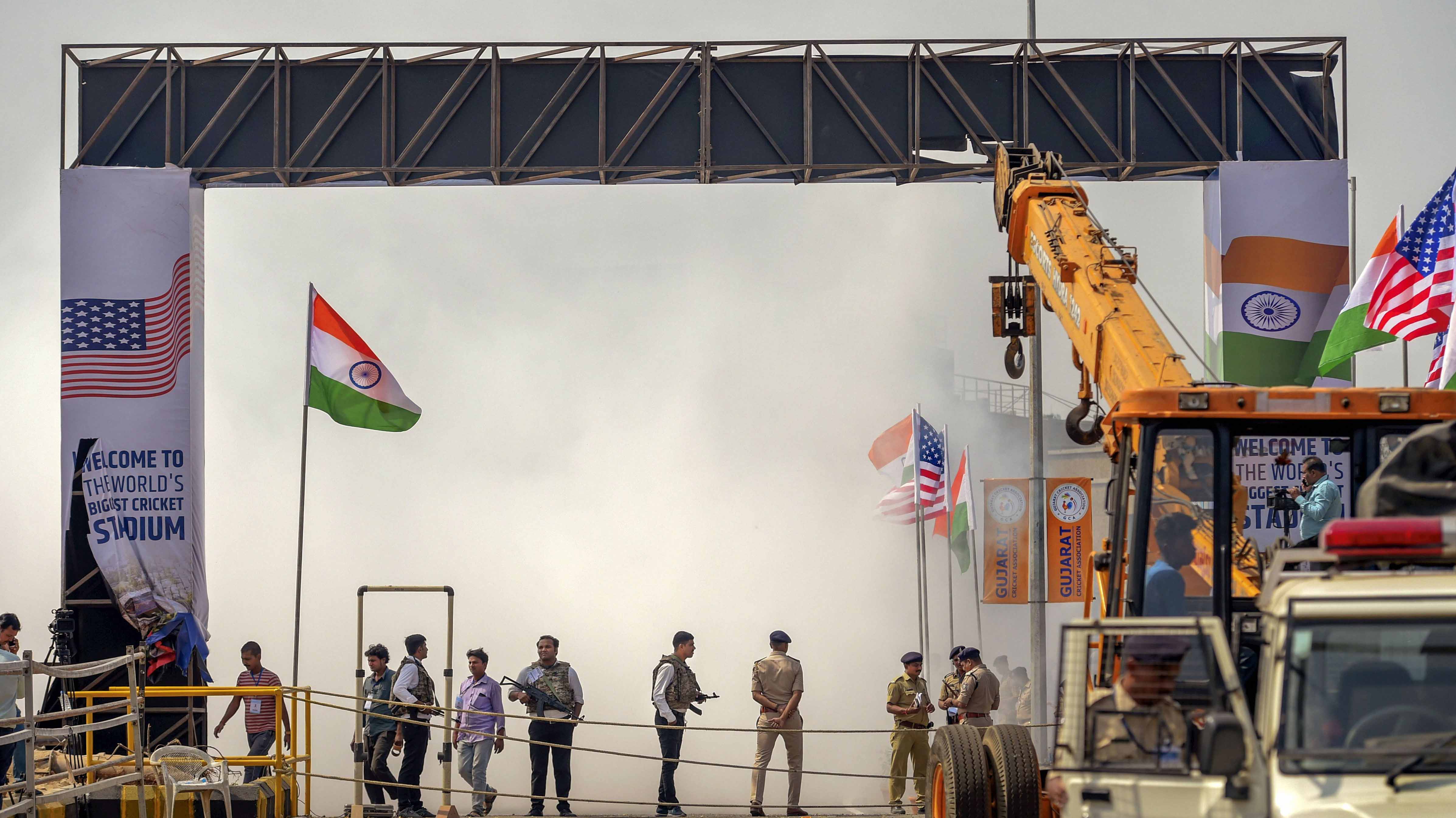 Temporary gate collapses at Motera stadium, venue of Namaste Trump event on Feb 24