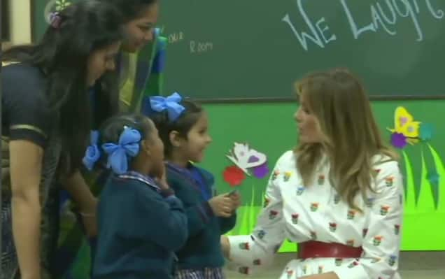  US First Lady Melania Trump attends Happiness programme at Delhi govt school in Moti Bagh area