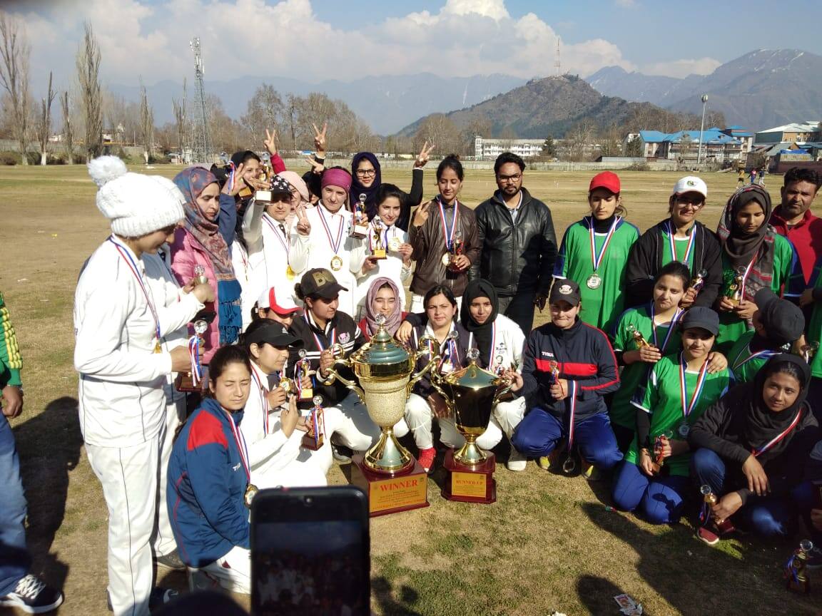 ​Women's College from Srinagar with the trophy