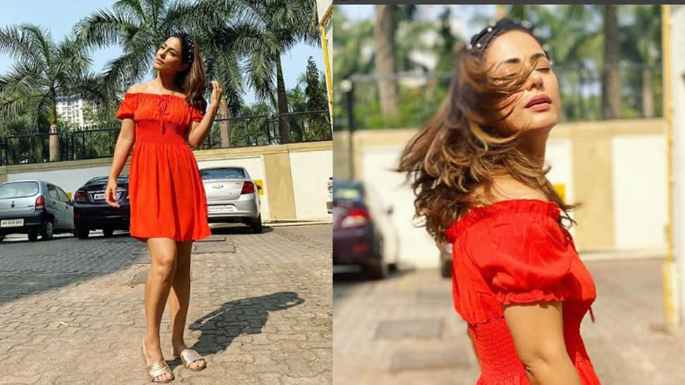 Hina Khan looks like a ray of eternal sunshine in off-shoulder dress - Pics inside