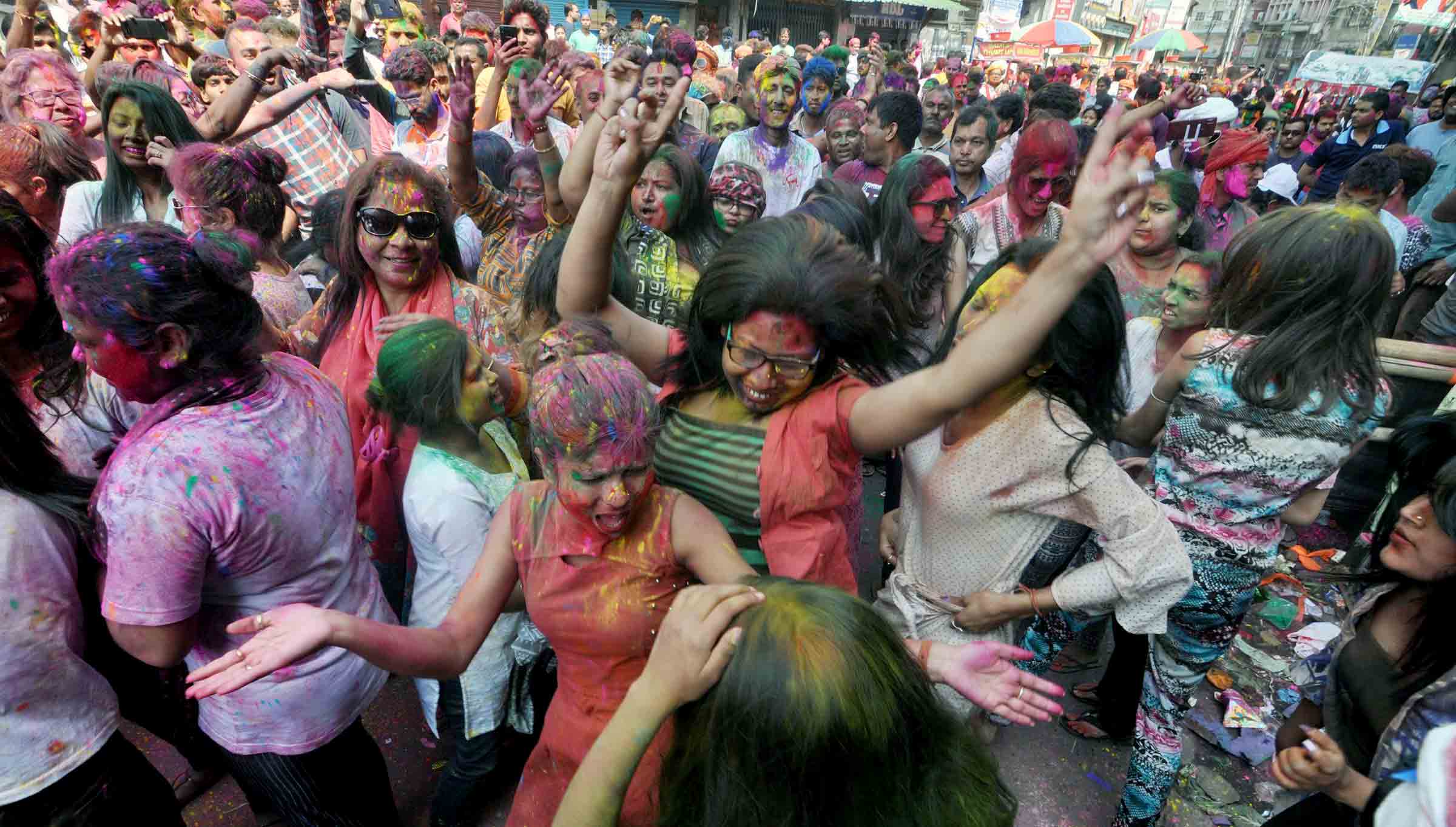 People enjoying the festivals of colours in Guwahati