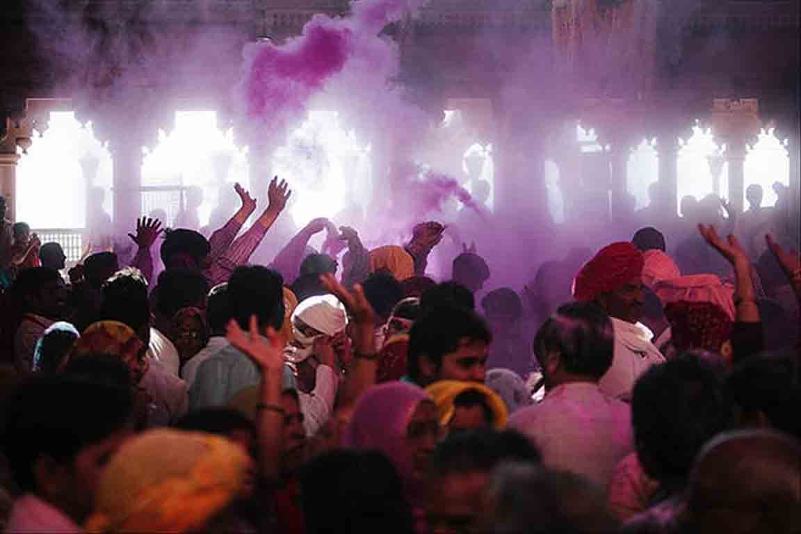 Holi celebration in Radha Rani Temple, Barsana