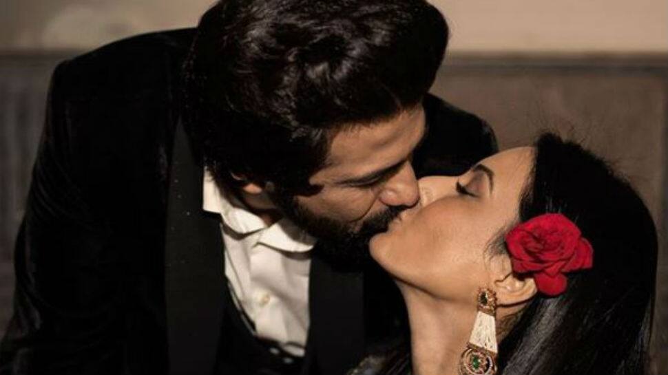 Kamya Panjabi and husband Shalabh Dang seal it with a kiss on one month anniversary