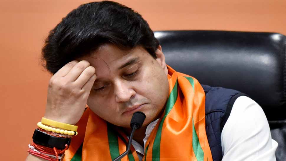 In Bhopal, posters bearing Jyotiraditya Scindia&#039;s pictures blackened