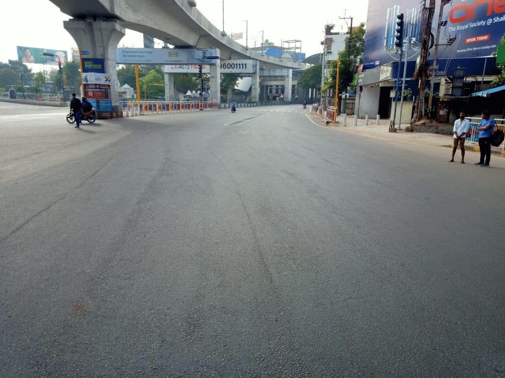 Deserted roads in Hyderabad