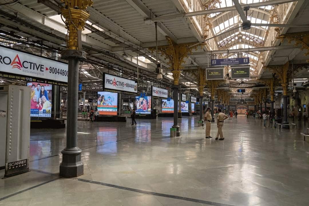 Mumbai's  Railway Station bears a deserted look 