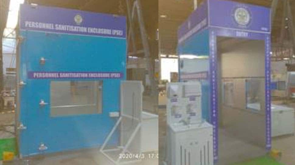 DRDO develops sanitisation enclosures, face shields for medical fraternity to combat coronavirus COVID-19 DRDO develops sanitisation enclosures, face shields for medical fraternity to combat coronavirus COVID-19