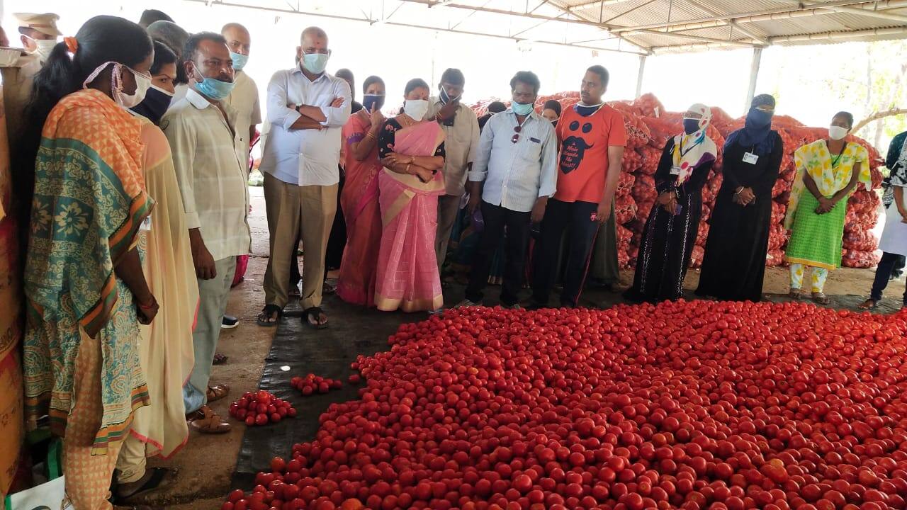 Vegetables stored for distribution to households in Andhra Pradesh