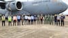 C-17 Globemaster biggest heavy lift aircraft lands at Dimapur Airport.