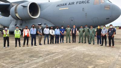 C-17 Globemaster biggest heavy lift aircraft lands at Dimapur Airport.