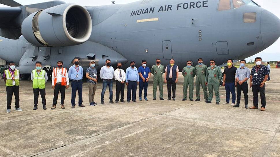 COVID-19L IAF C-17 globemaster drops 4th consignment of critical medical load in Nagaland&#039;s Dimapur airport