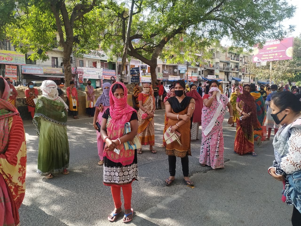 Women gathered at Kala Market in Ghaziabad's Indirapuram