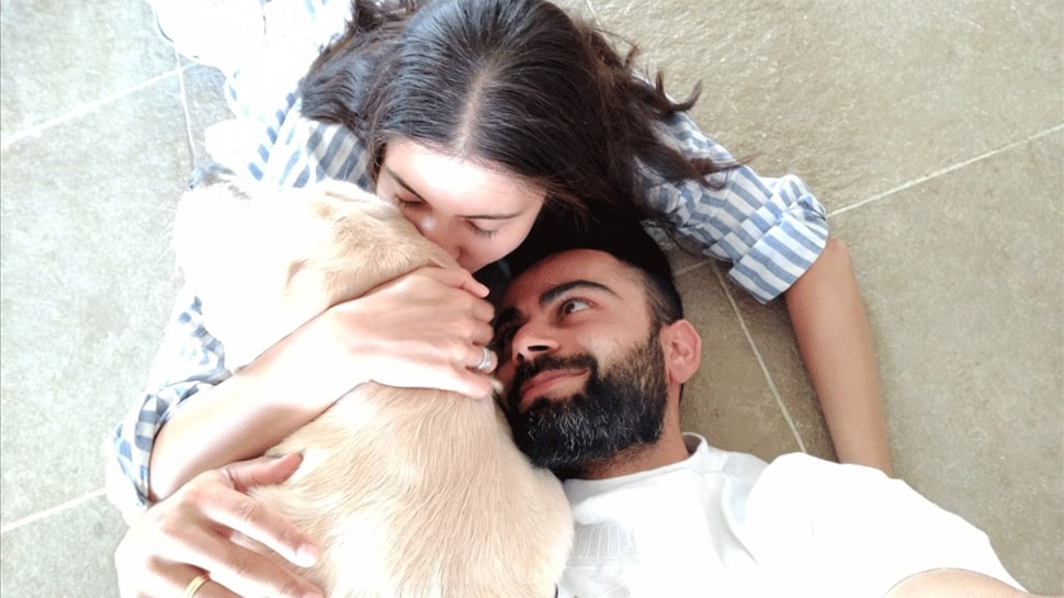 Cuddling their pet dog is a &#039;blessing&#039; for Virat Kohli, Anushka Sharma