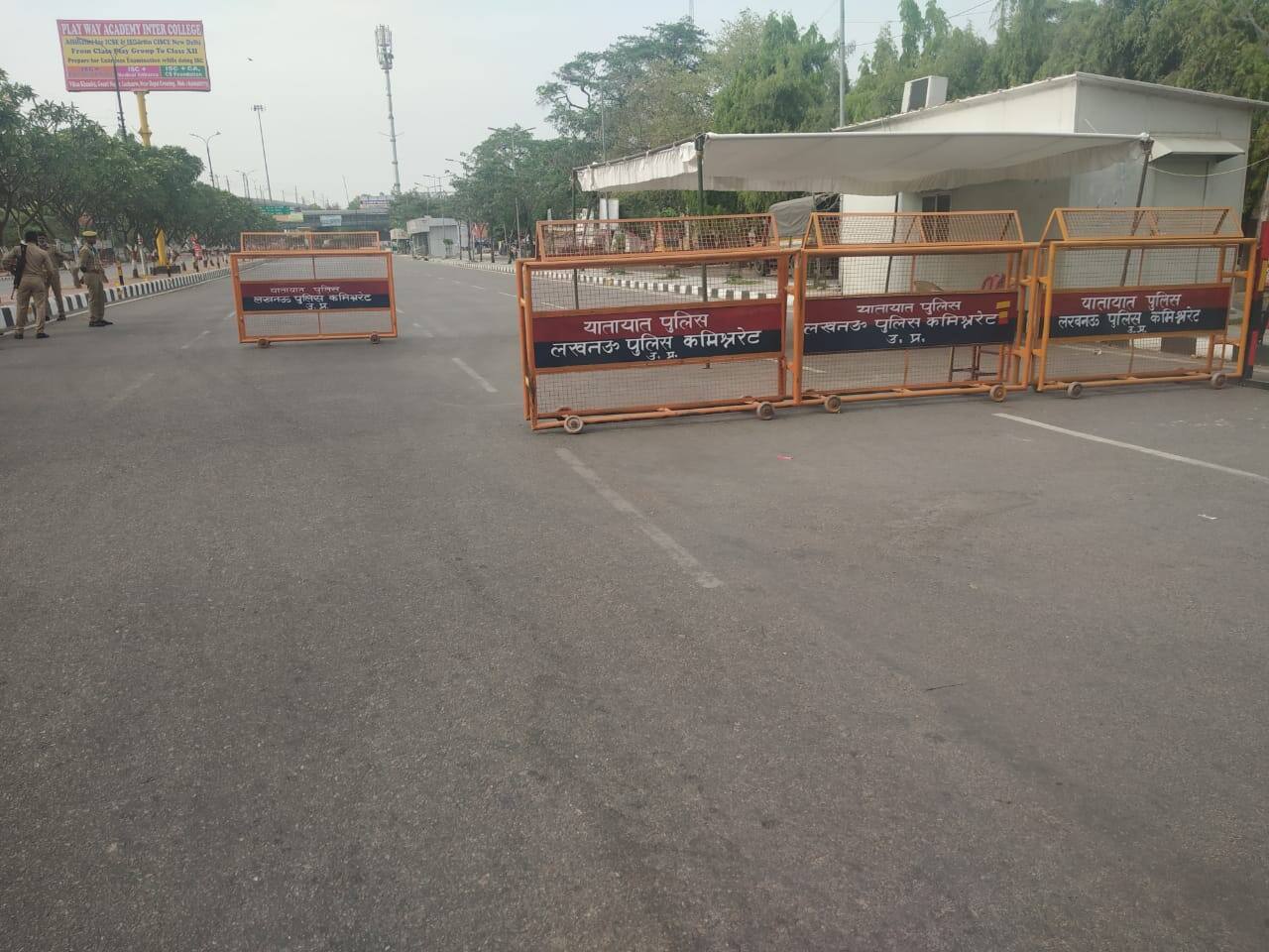 Police check post in Lucknow