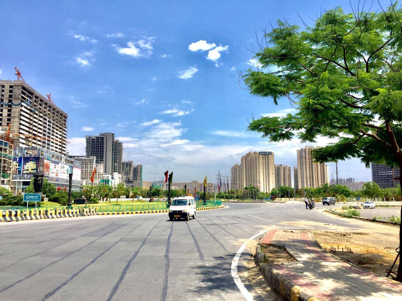 Deserted road near Gaur city mall, Greater Noida West