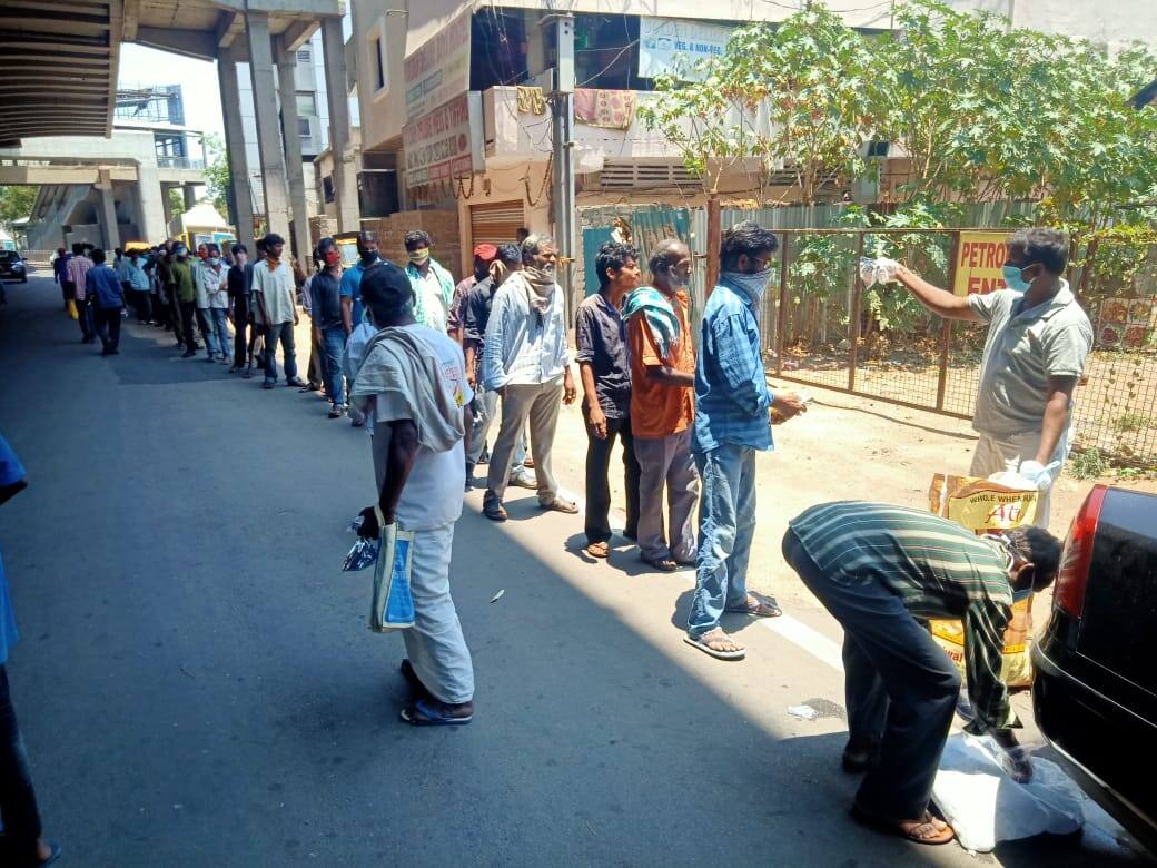 Food being distributed to needy in Hyderabad